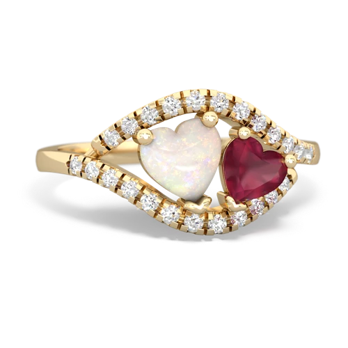 Opal Genuine Opal with Genuine Ruby Mother and Child ring Ring