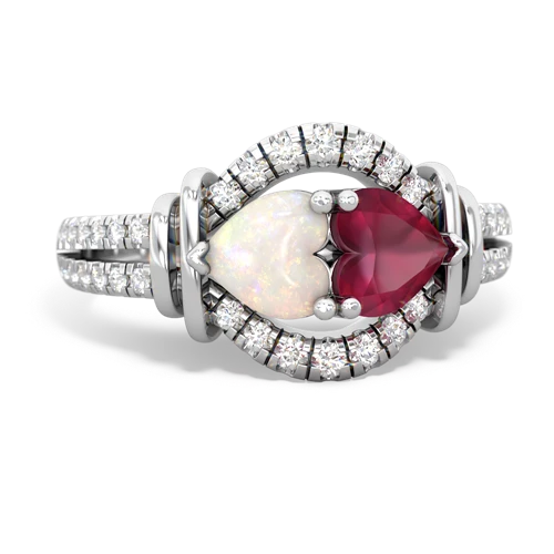 Opal Genuine Opal with Genuine Ruby Art-Deco Keepsake ring Ring