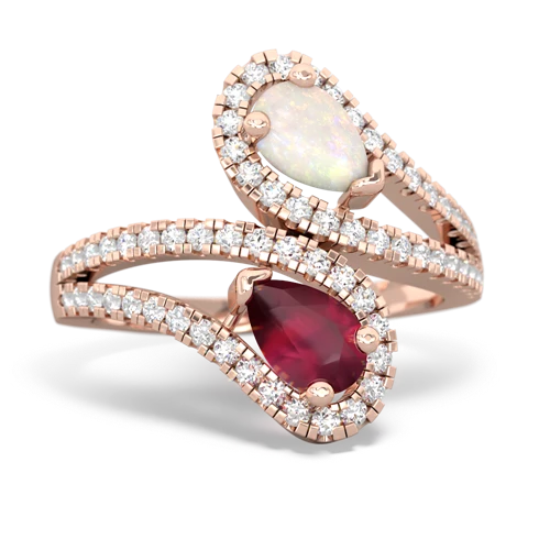 Opal Genuine Opal with Genuine Ruby Diamond Dazzler ring Ring