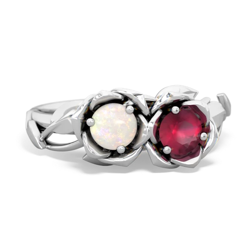 opal-ruby roses ring