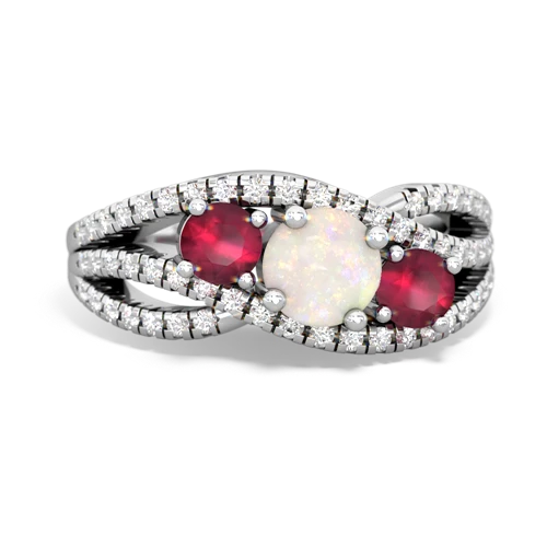 opal-ruby three stone pave ring