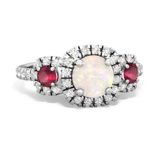 opal-ruby three stone regal ring
