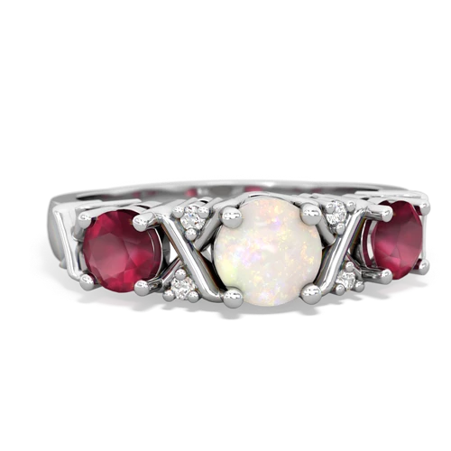 Opal Genuine Opal with Genuine Ruby and  Hugs and Kisses ring Ring