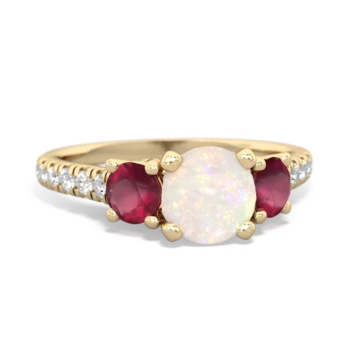 Opal Genuine Opal with Genuine Ruby and  Pave Trellis ring Ring