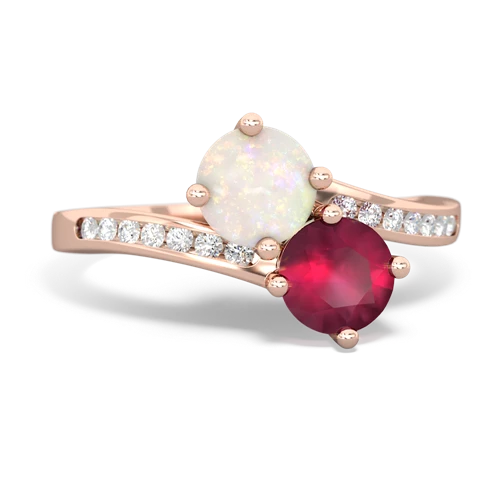 Opal Genuine Opal with Genuine Ruby Keepsake Two Stone ring Ring
