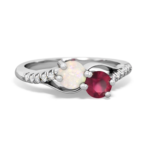 Opal Genuine Opal with Genuine Ruby Two Stone Infinity ring Ring