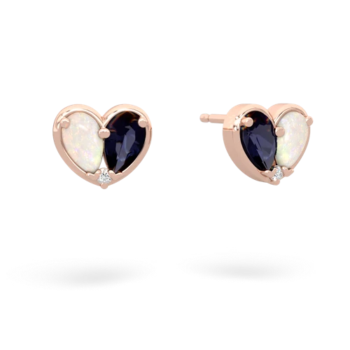 opal-sapphire one heart earrings