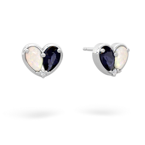 opal-sapphire one heart earrings