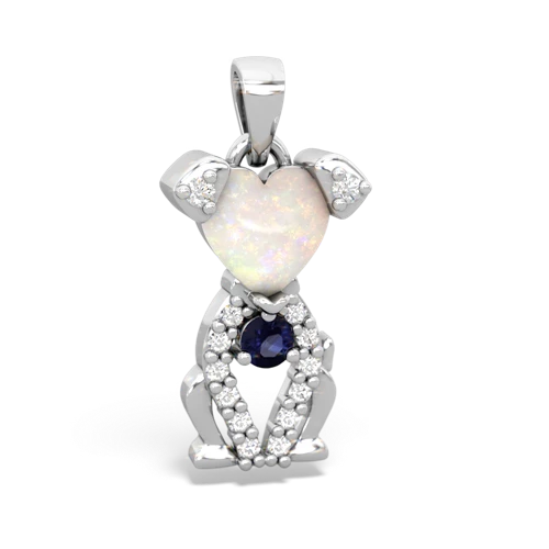 opal-sapphire birthstone puppy pendant