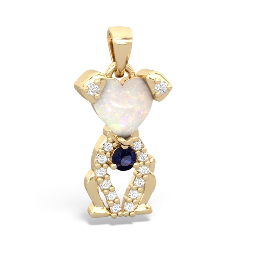 opal-sapphire birthstone puppy pendant