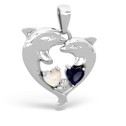 opal-sapphire dolphins pendant