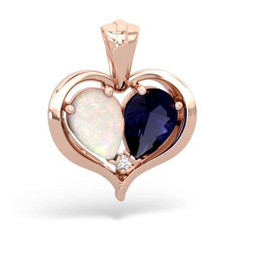 opal-sapphire half heart whole pendant
