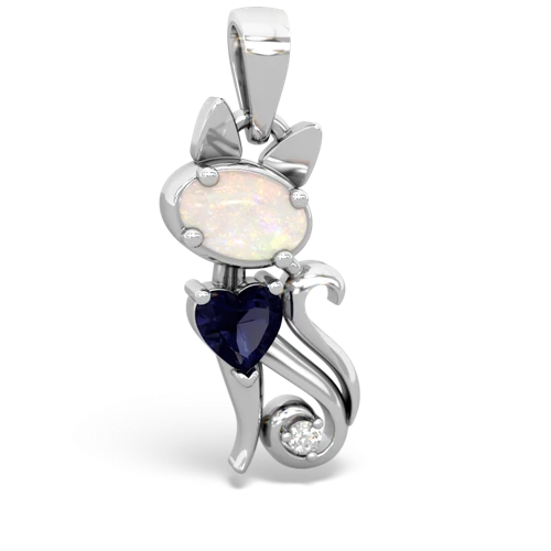 opal-sapphire kitten pendant