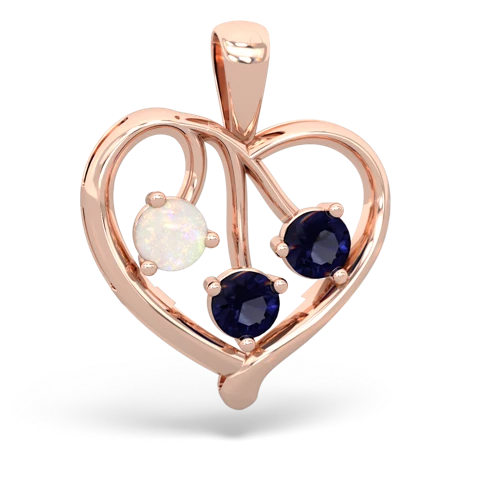 Opal Genuine Opal with Genuine Sapphire and Lab Created Pink Sapphire Glowing Heart pendant Pendant