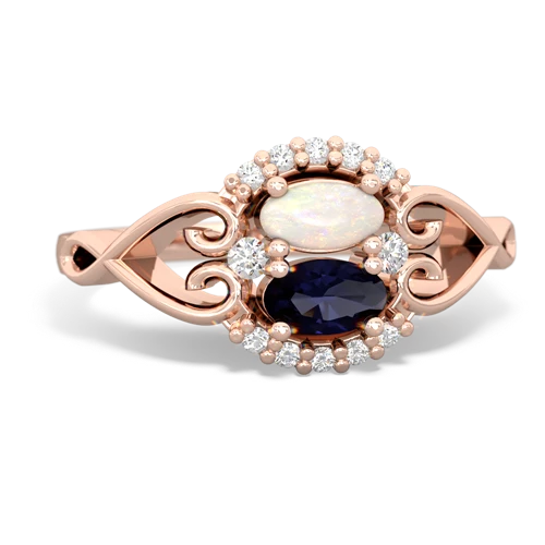 opal-sapphire antique keepsake ring