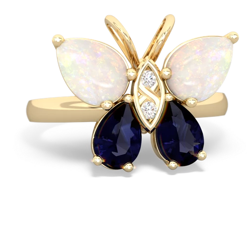 opal-sapphire butterfly ring