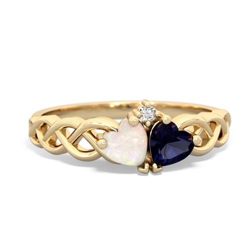 opal-sapphire celtic braid ring