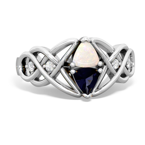 opal-sapphire celtic knot ring