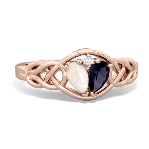 opal-sapphire celtic knot ring