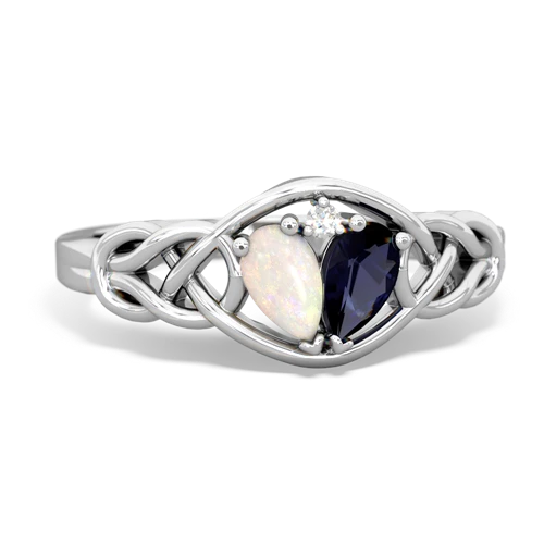 opal-sapphire celtic knot ring