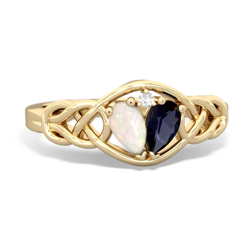 opal-sapphire celtic knot ring