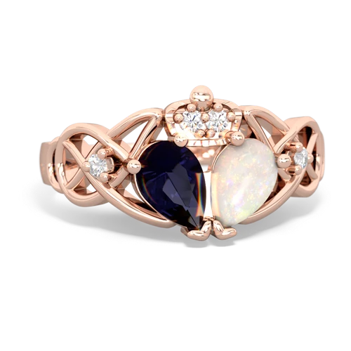 opal-sapphire claddagh ring