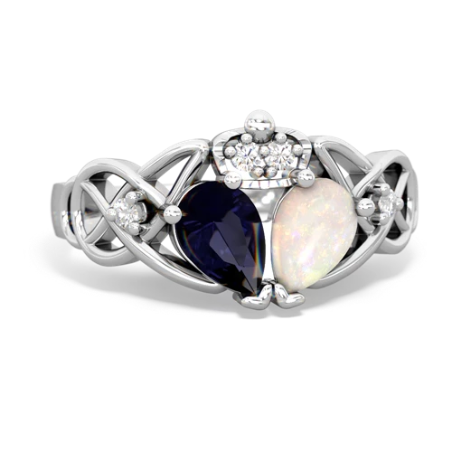 opal-sapphire claddagh ring