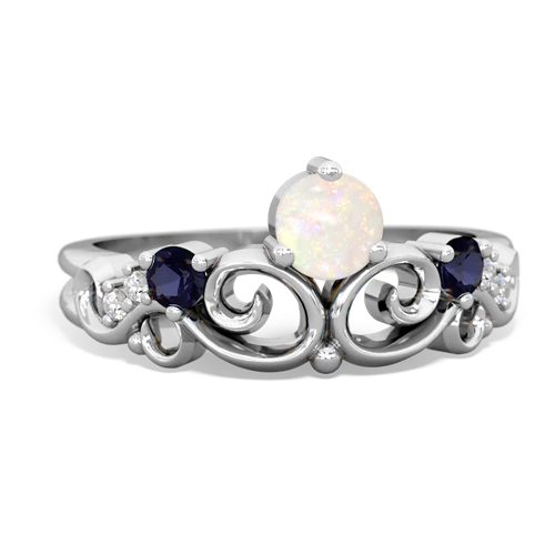 Opal Genuine Opal with Genuine Sapphire and Genuine Opal Crown Keepsake ring Ring