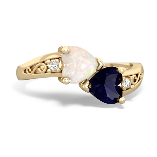 opal-sapphire filligree ring