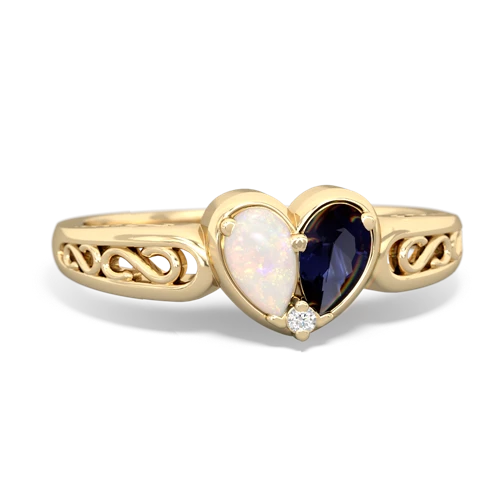 opal-sapphire filligree ring