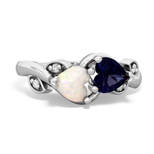 opal-sapphire floral keepsake ring