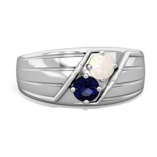 opal-sapphire mens ring