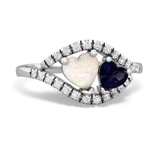 opal-sapphire mother child ring