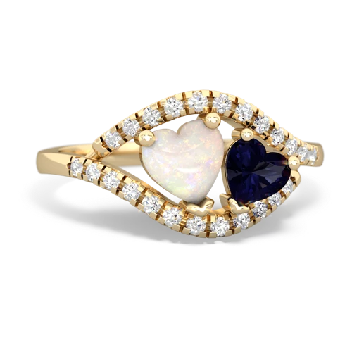 opal-sapphire mother child ring