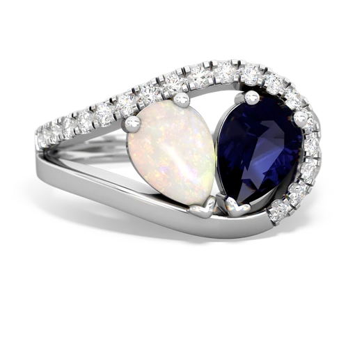 opal-sapphire pave heart ring