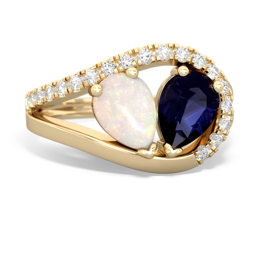 opal-sapphire pave heart ring