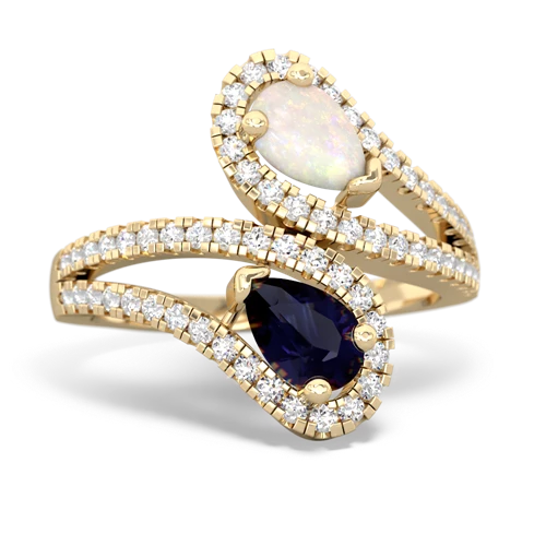 opal-sapphire pave swirls ring