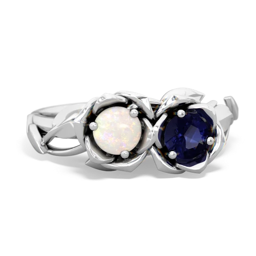 opal-sapphire roses ring