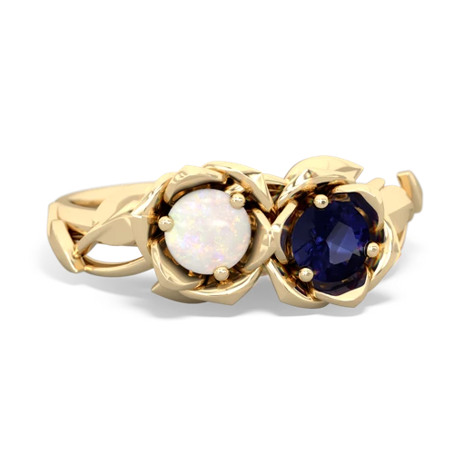 opal-sapphire roses ring