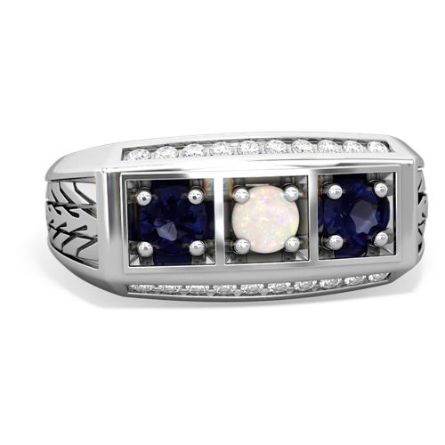 opal-sapphire three stone ring
