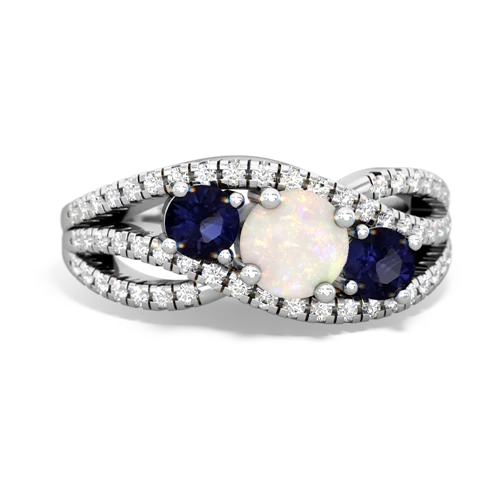 opal-sapphire three stone pave ring