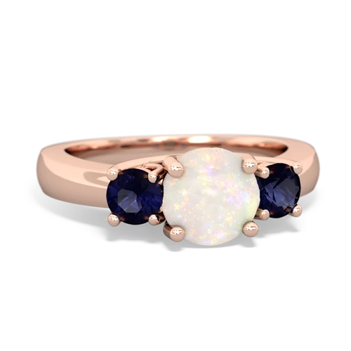 Opal Genuine Opal with Genuine Sapphire and Lab Created Pink Sapphire Three Stone Trellis ring Ring