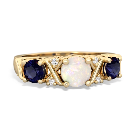 Opal Genuine Opal with Genuine Sapphire and Genuine Sapphire Hugs and Kisses ring Ring