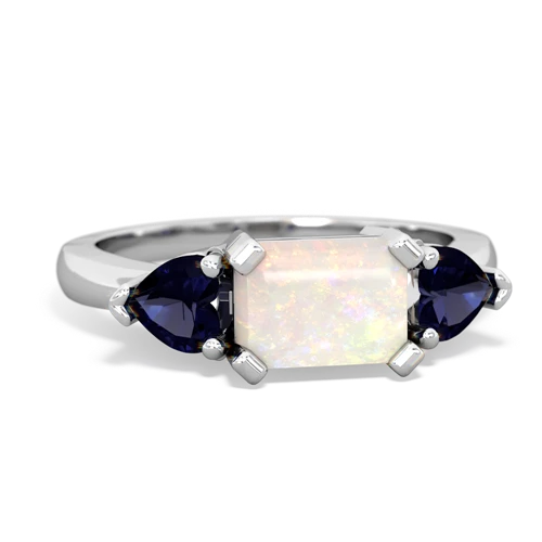 Opal Genuine Opal with Genuine Sapphire and Genuine Pink Tourmaline Three Stone ring Ring