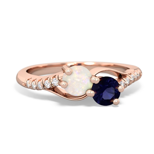 opal-sapphire two stone infinity ring