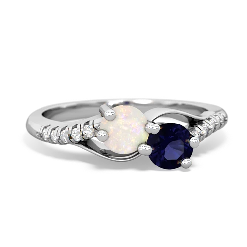 opal-sapphire two stone infinity ring
