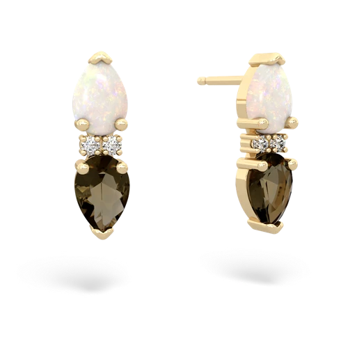 opal-smoky quartz bowtie earrings
