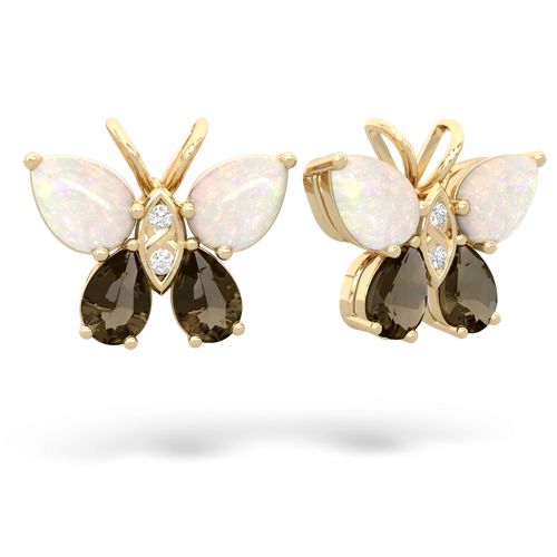opal-smoky quartz butterfly earrings