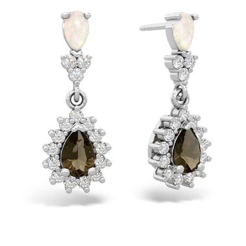 opal-smoky quartz dangle earrings