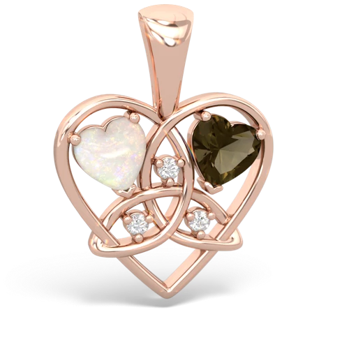 Opal Genuine Opal with Genuine Smoky Quartz Celtic Trinity Heart pendant Pendant